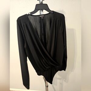 Large Express Black long sleeve body suit.